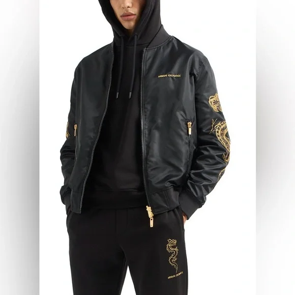 ARMANI EXCHANGE DRAGON EMBROIDERY BLACK JACKET - Picture 3 of 8